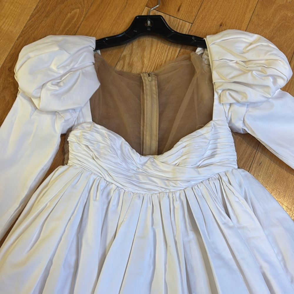 KHAITE Tracy Crystal Embellished Mini Ruched Cotton Dress In White - Picture 2 of 14